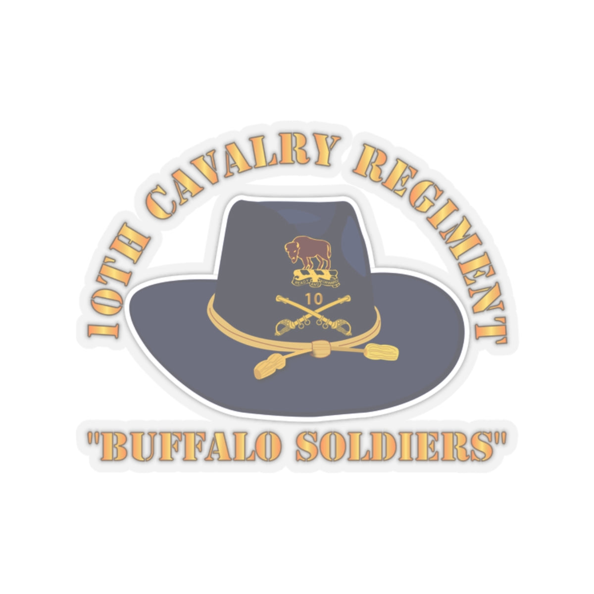 Kiss-Cut Stickers - Army - 10th Cavalry Regiment w Cav Hat - Buffalo Soldiers