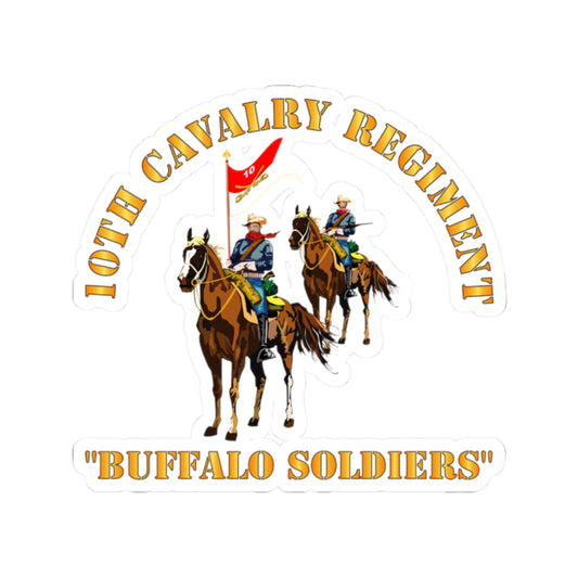 Kiss-Cut Stickers - Army - 10th Cavalry Regiment w Cavalrymen - Buffalo Soldiers