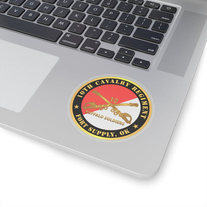 Kiss-Cut Stickers - Army - 10th Cavalry Regiment - Fort Supply, OK - Buffalo Soldiers w Cav Branch