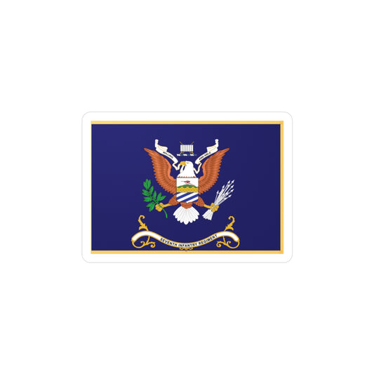 Kiss-Cut Vinyl Decals - Army - Regimental Colors - 7th Infantry Regiment  - WILLING AND ABLE - Flag w Fringe X 300