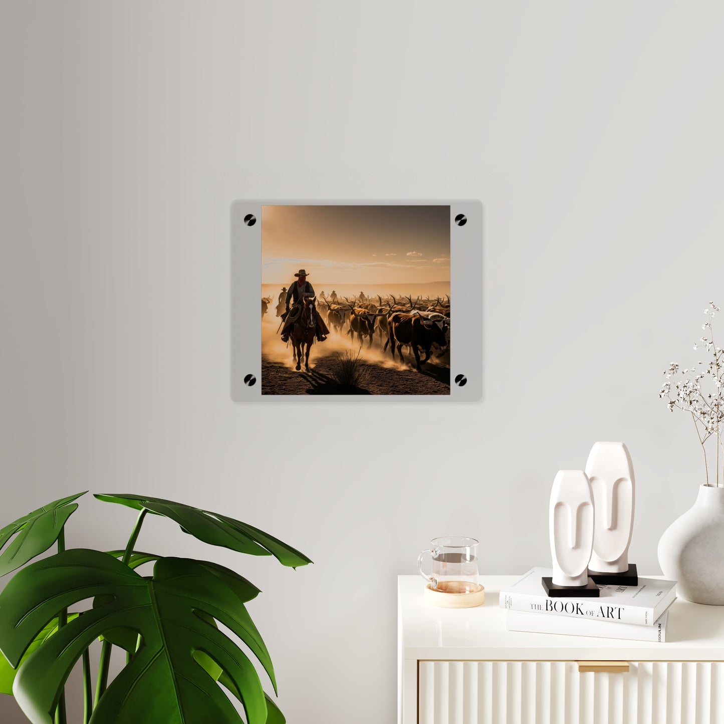 Acrylic Wall Art Panel - Dirty, dusty cattle drive in the Old West