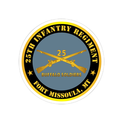 Kiss-Cut Stickers - Army - 25th Infantry Regiment - Fort Missoula, MT - Buffalo Soldiers w Inf Branch V1