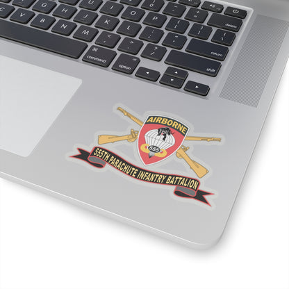 Kiss-Cut Stickers - Army - 555th Parachute Infantry Battalion - SSI - Black - Red w Br - Ribbon