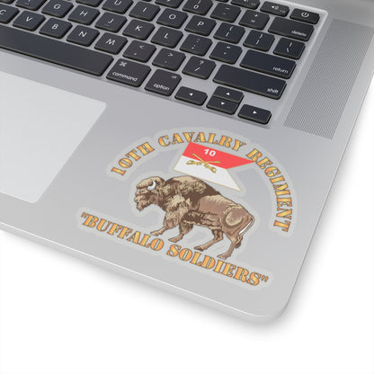 Kiss-Cut Stickers - Army - 10th Cavalry Regiment - Buffalo Soldiers w 10th Cav Guidon