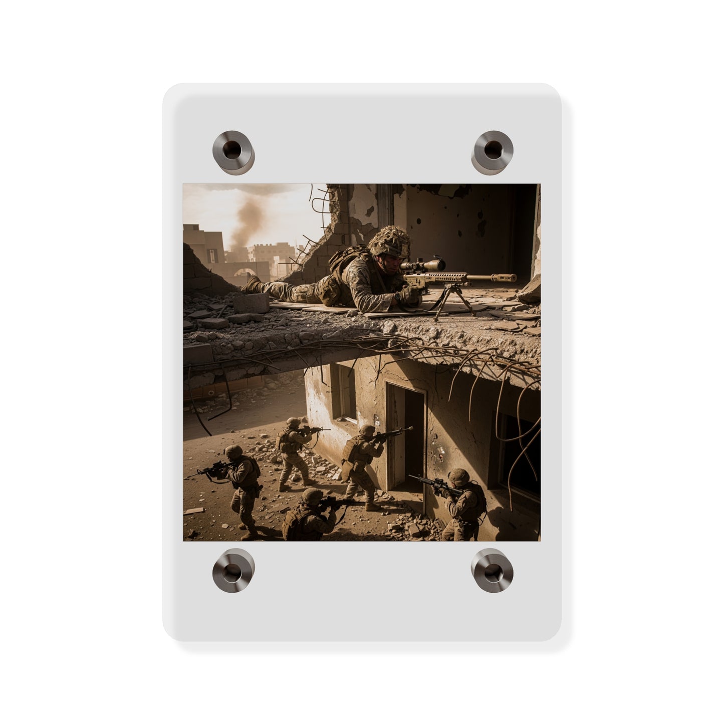 Acrylic Wall Art Panel - Marine Sniper Providing Overwatch for Breach Team