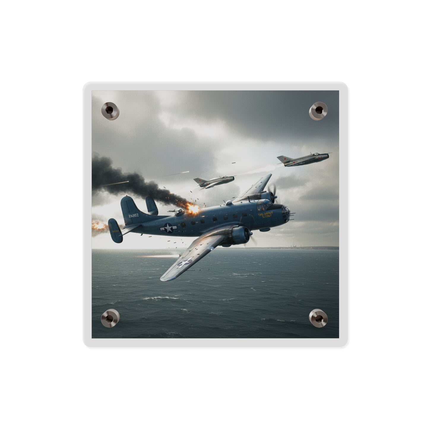 Acrylic Wall Art Panel - April 8, 1950, Baltic Sea - Latvia Soviet fighters shot down a U.S. Navy PB4Y-2 - Liberator - Cold War
