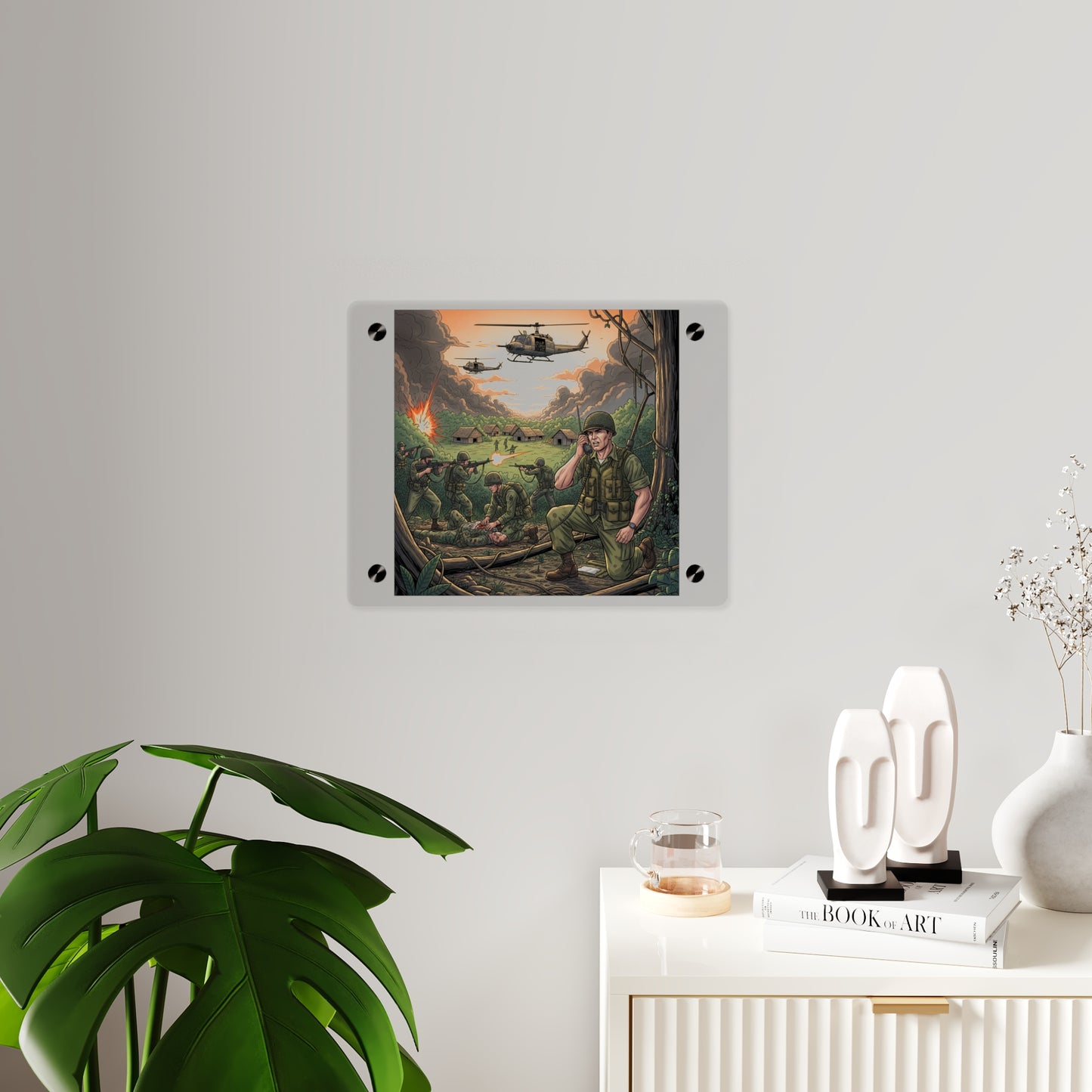 Acrylic Wall Art Panel - Vietnam Patrol Fire Fight Requesting Medevac