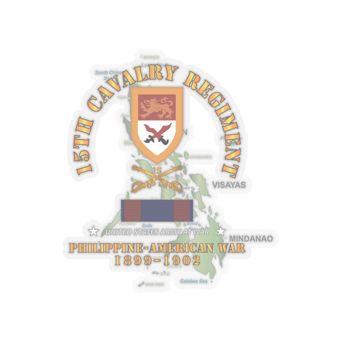 Kiss-Cut Stickers - Army - 15th Cavalry Regiment - Phil AMerican War w PHIL WAR SVC