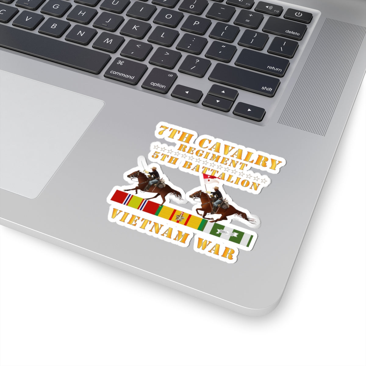 Kiss-Cut Stickers - Army - 5th Battalion,  7th Cavalry Regiment - Vietnam War wt 2 Cav Riders and VN SVC X300