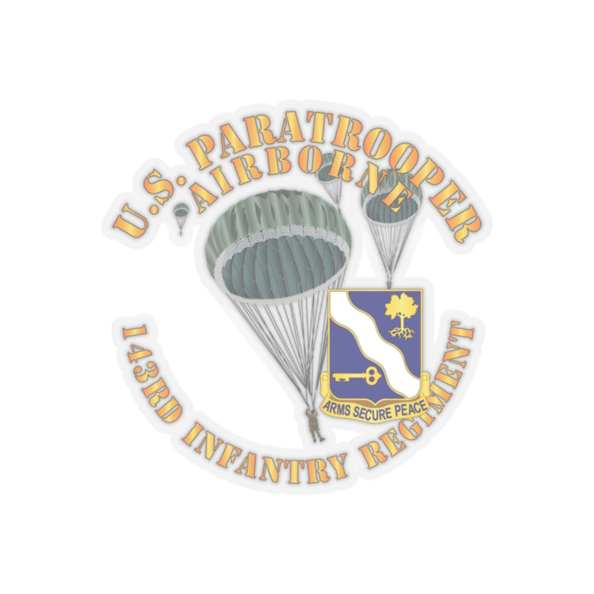 Kiss-Cut Stickers - Army - US Paratrooper - 143rd Infantry Regiment X 300