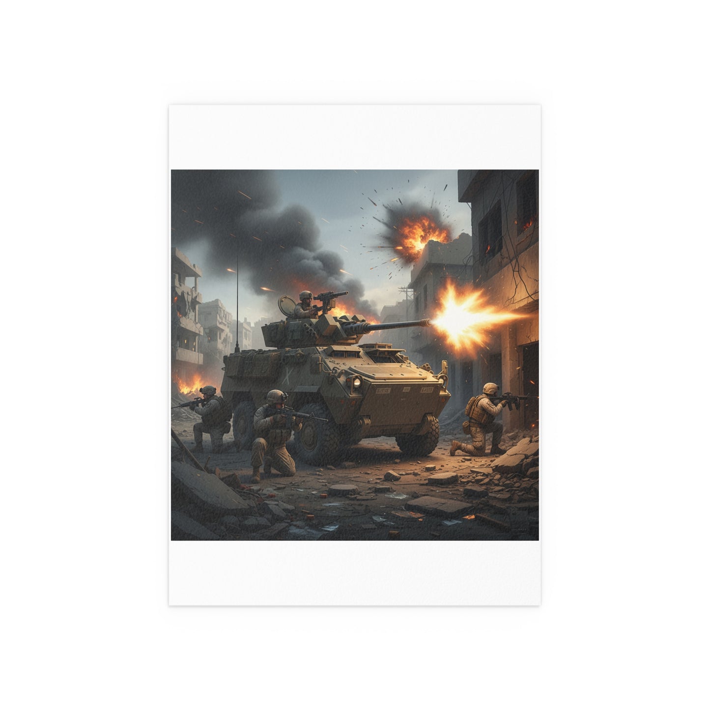 Indoor and Outdoor Silk Posters - Marine LAV in support of the 2nd Battle of Fallujah