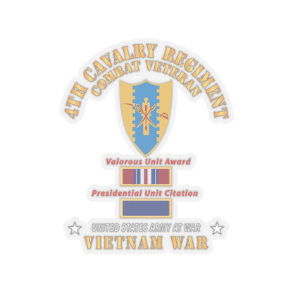 Kiss-Cut Stickers - Army - 4th Cavalry Regiment - Vietnam War w PUC and VUA X 300