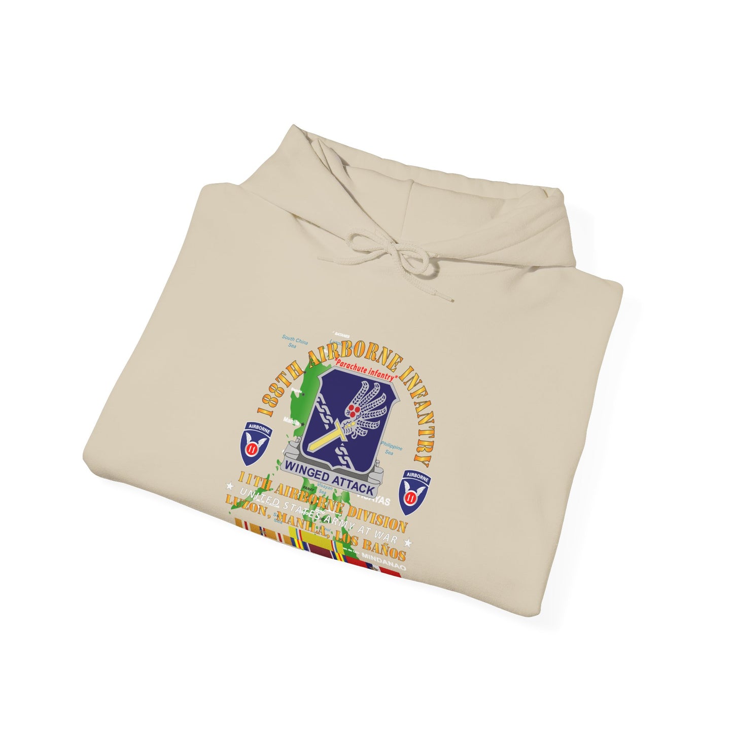 Unisex Heavy Blend™ Hooded Sweatshirt - Army - 188th Airborne Infantry - The Philippines - WWII w PAC SVC X 300