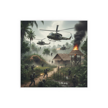 Indoor and Outdoor Silk Posters - Vietnam Village Helicopter Assault