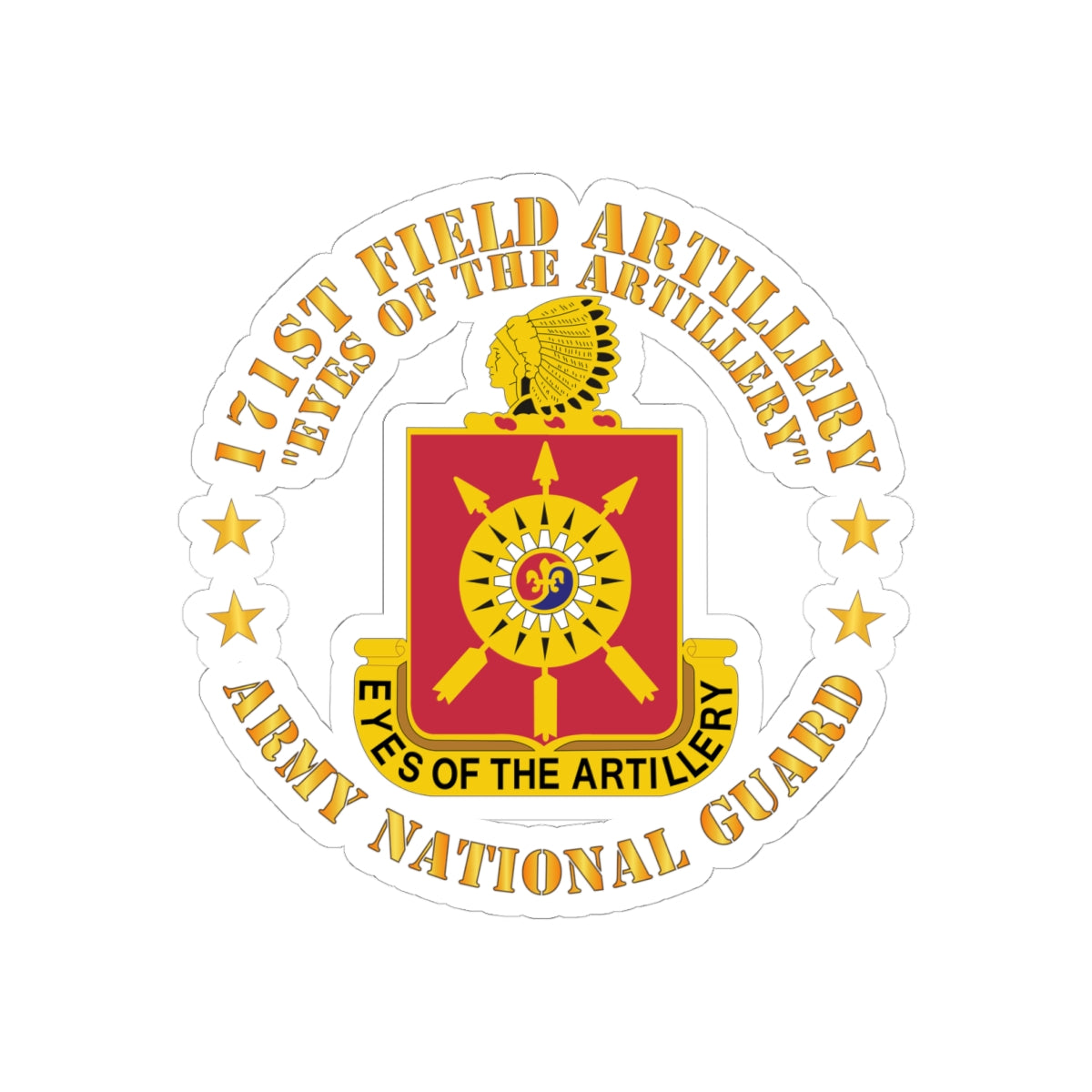 Kiss-Cut Stickers - Army - 171st Field Artillery - Eyes of the Artillery - ARNG - DUI  w FA Sep  X 300