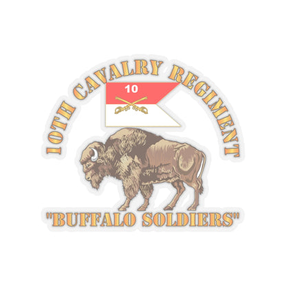 Kiss-Cut Stickers - Army - 10th Cavalry Regiment - Buffalo Soldiers w 10th Cav Guidon
