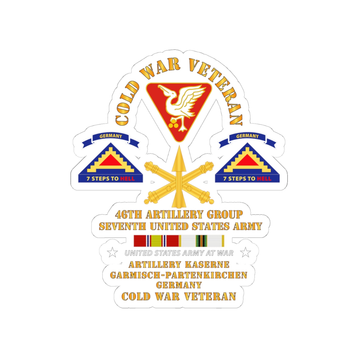 Kiss-Cut Stickers - Army - Cold War Vet - 46th Artillery Group - Germany - 7th US Army - Missle Branch w COLD SVC