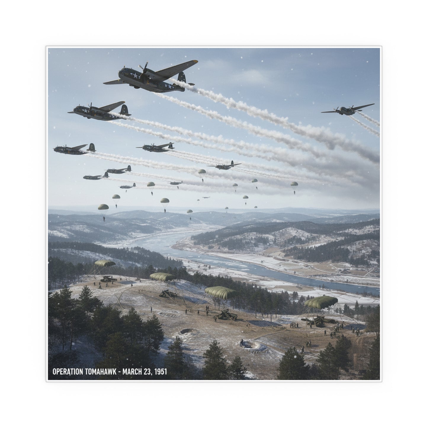 Indoor and Outdoor Silk Posters - Operation Tomahawk - 187th Regimental Combat Team