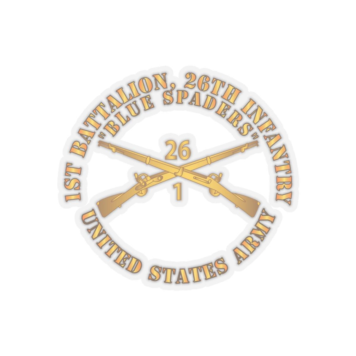 Kiss-Cut Stickers - Army - 1st Bn 26th Infantry Regiment - Blue Spaders w Infantry Br X 300