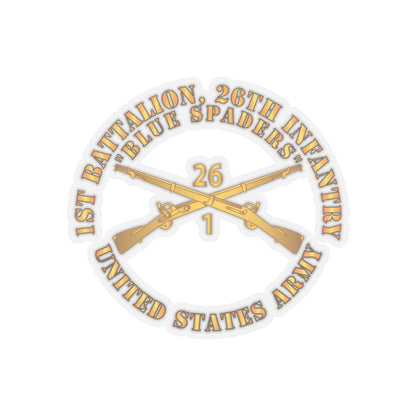 Kiss-Cut Stickers - Army - 1st Bn 26th Infantry Regiment - Blue Spaders w Infantry Br X 300
