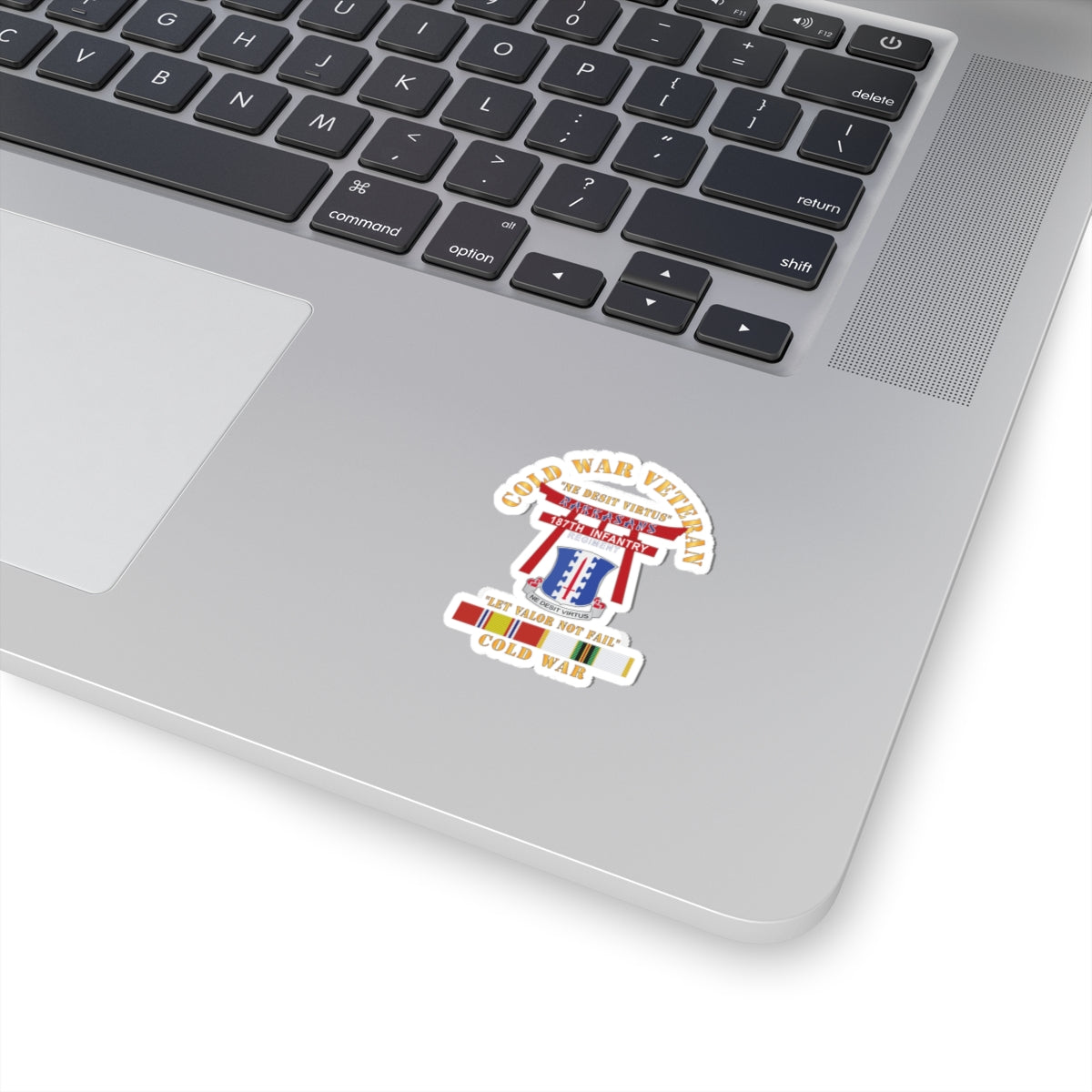 Kiss-Cut Stickers - Army - Cold War Veteran - 187th Infantry Regiment - Torii, Rakkasans, Let Valor Not Fail, English, Latin w COLD SVC