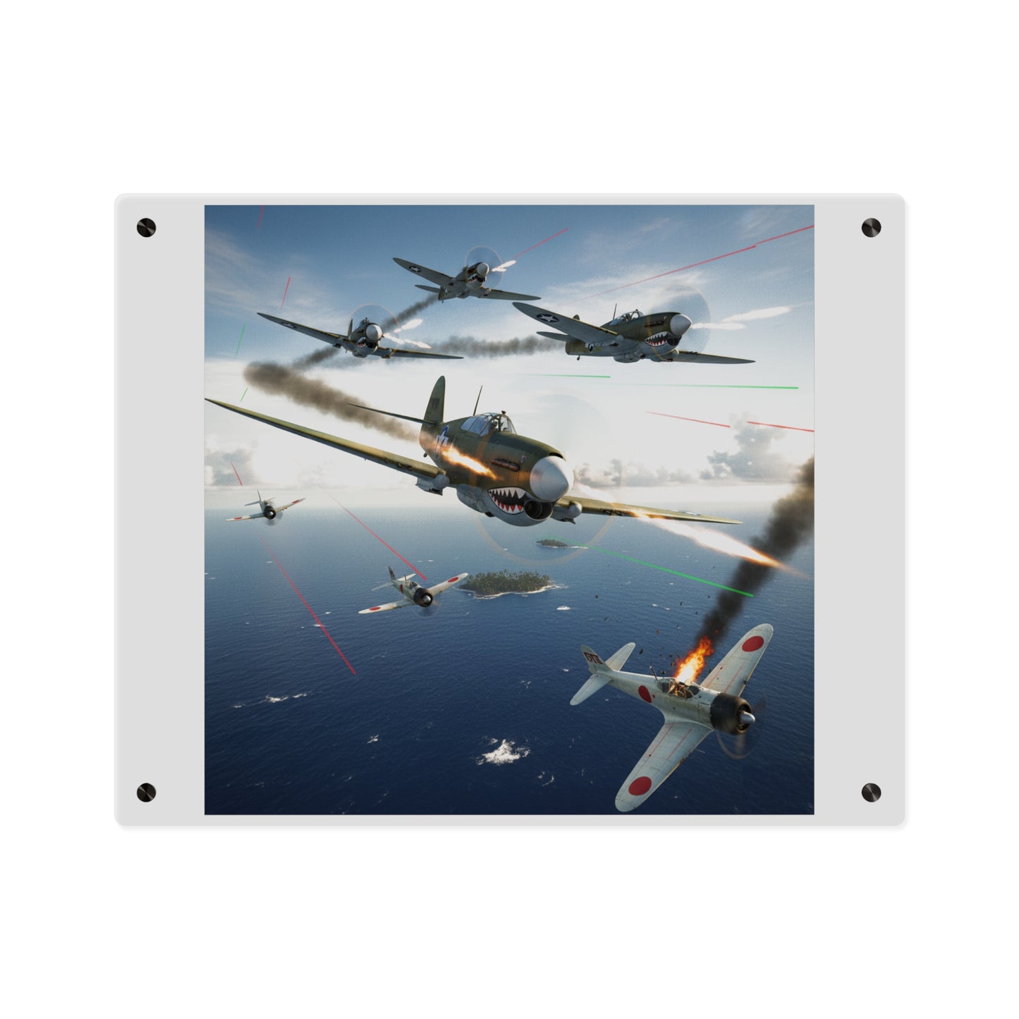 Acrylic Wall Art Panel - Curtis P-40 Kittyhawk w Machine Guns Blazing