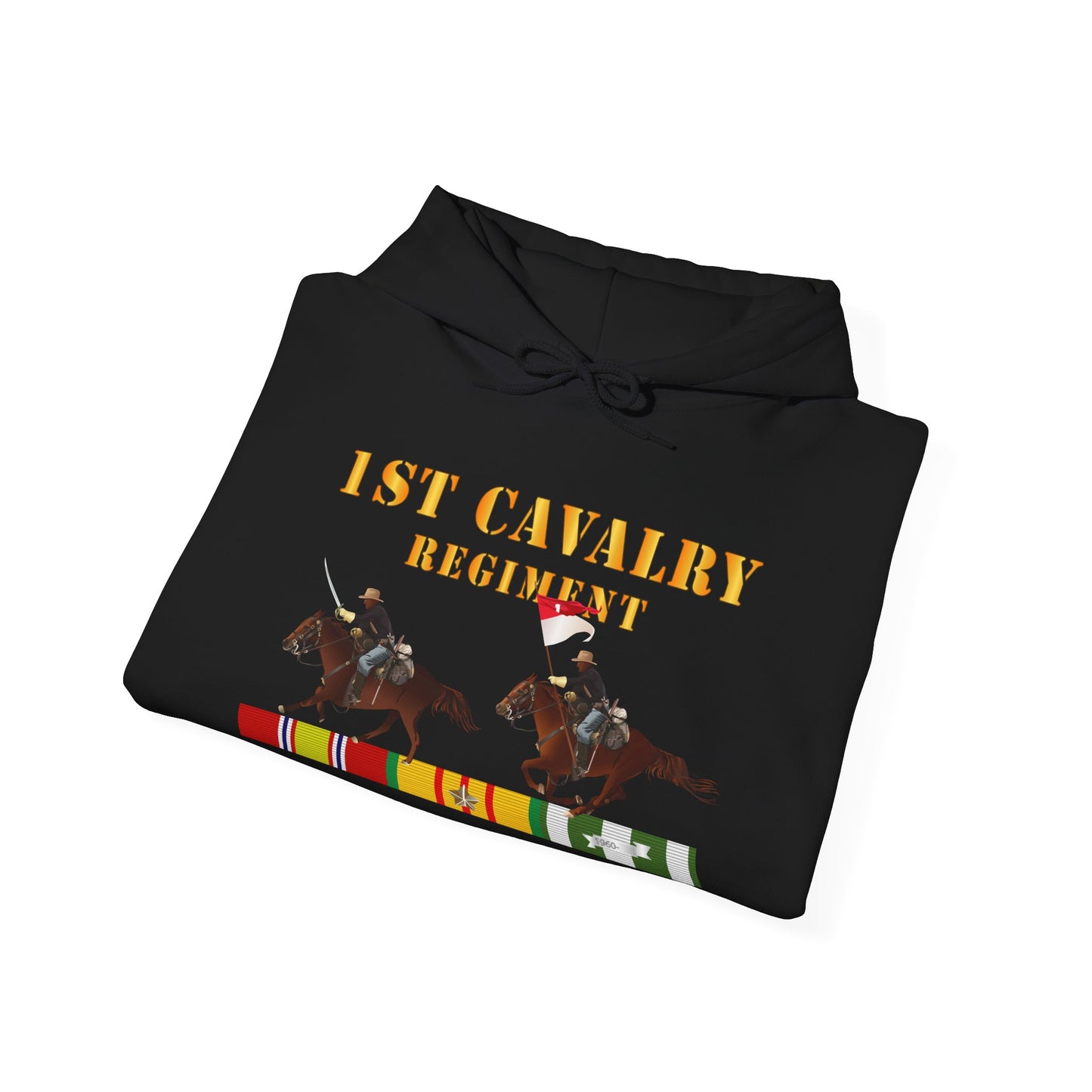 Unisex Heavy Blend™ Hooded Sweatshirt - Army - 1st Cavalry Regiment - Vietnam War wt 2 Cav Riders and VN SVC X300