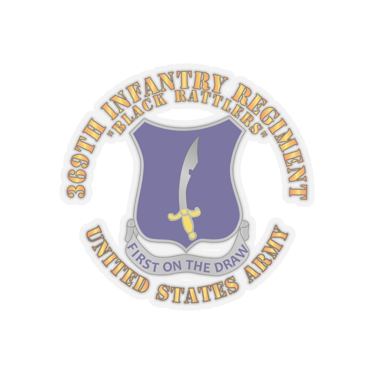 Kiss-Cut Stickers - Army - 369th Infantry Regiment - DUI - First Draw - Black Rattlers