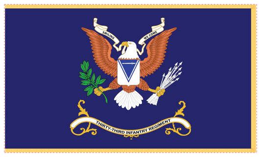 Rectangle Flags - Army - Regimental Colors - 33rd Infantry Regiment - SMILING WE COME