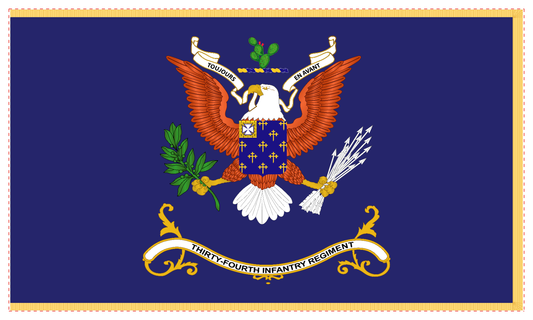 Rectangle Flags - Army - Regimental Colors - 34th Infantry Regiment - Toujours en Avant