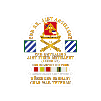 Kiss-Cut Stickers - Army - 2nd Bn 41st Artillery - 3rd Inf Div - W걊zburg Germany  w COLD SVC