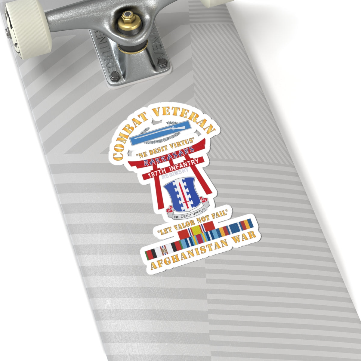 Kiss-Cut Stickers - Army - Combat Veteran - 187th Infantry Regiment - Torii, Rakkasans, Let Valor Not Fail, English, Latin w CIB w AFGHAN SVC