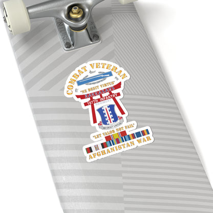 Kiss-Cut Stickers - Army - Combat Veteran - 187th Infantry Regiment - Torii, Rakkasans, Let Valor Not Fail, English, Latin w CIB w AFGHAN SVC