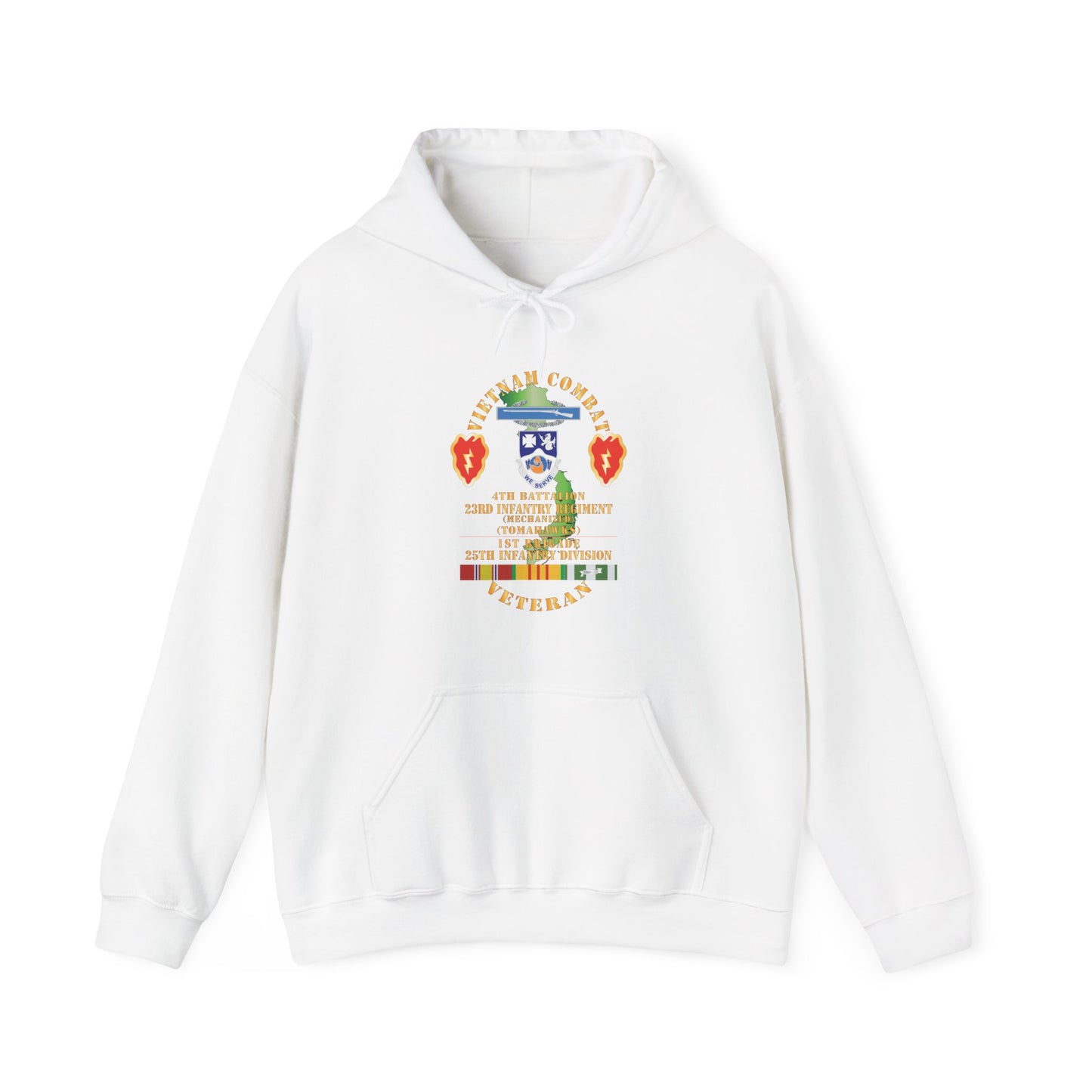 Unisex Heavy Blend™ Hooded Sweatshirt - Army - Vietnam Combat Infantry Veteran w 4th Bn 23rd Infantry (Mech) - Tomahawks) - 25th ID SSI X 300