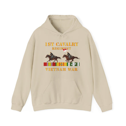 Unisex Heavy Blend™ Hooded Sweatshirt - Army - 1st Cavalry Regiment - Vietnam War wt 2 Cav Riders and VN SVC X300