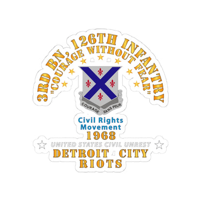 Kiss-Cut Stickers - Army - 3rd Bn 126th Infantry Detroit City Riots 1968 - Civil Rights Movement