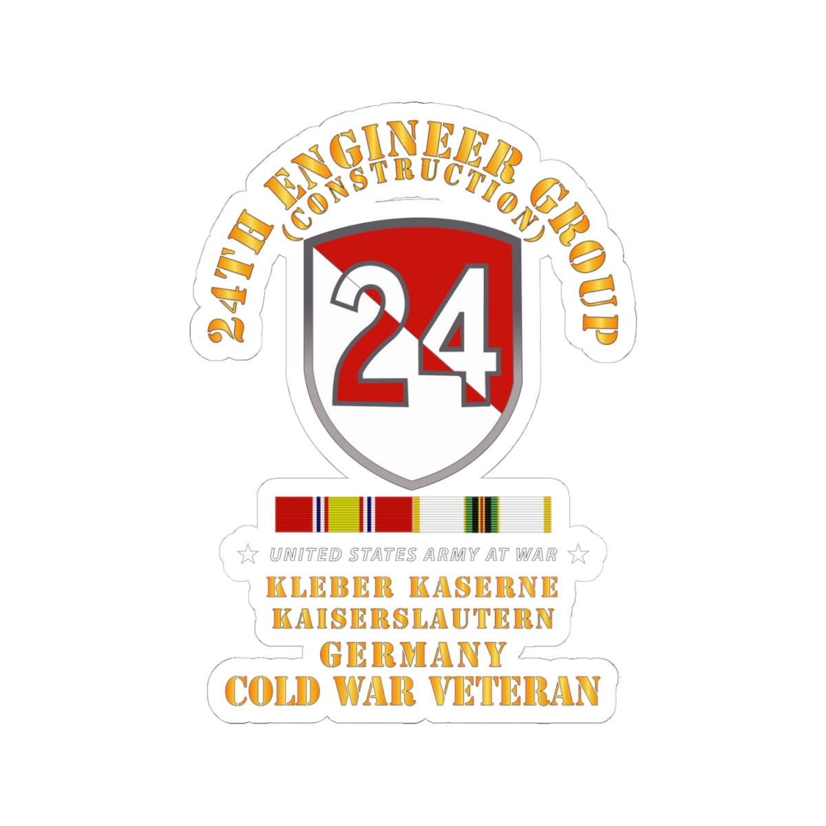 Kiss-Cut Stickers - 24th Engineer Group (Construction) - Kaiserslautern, Germany 1954 - 1972- w COLD WAR SVC X 300