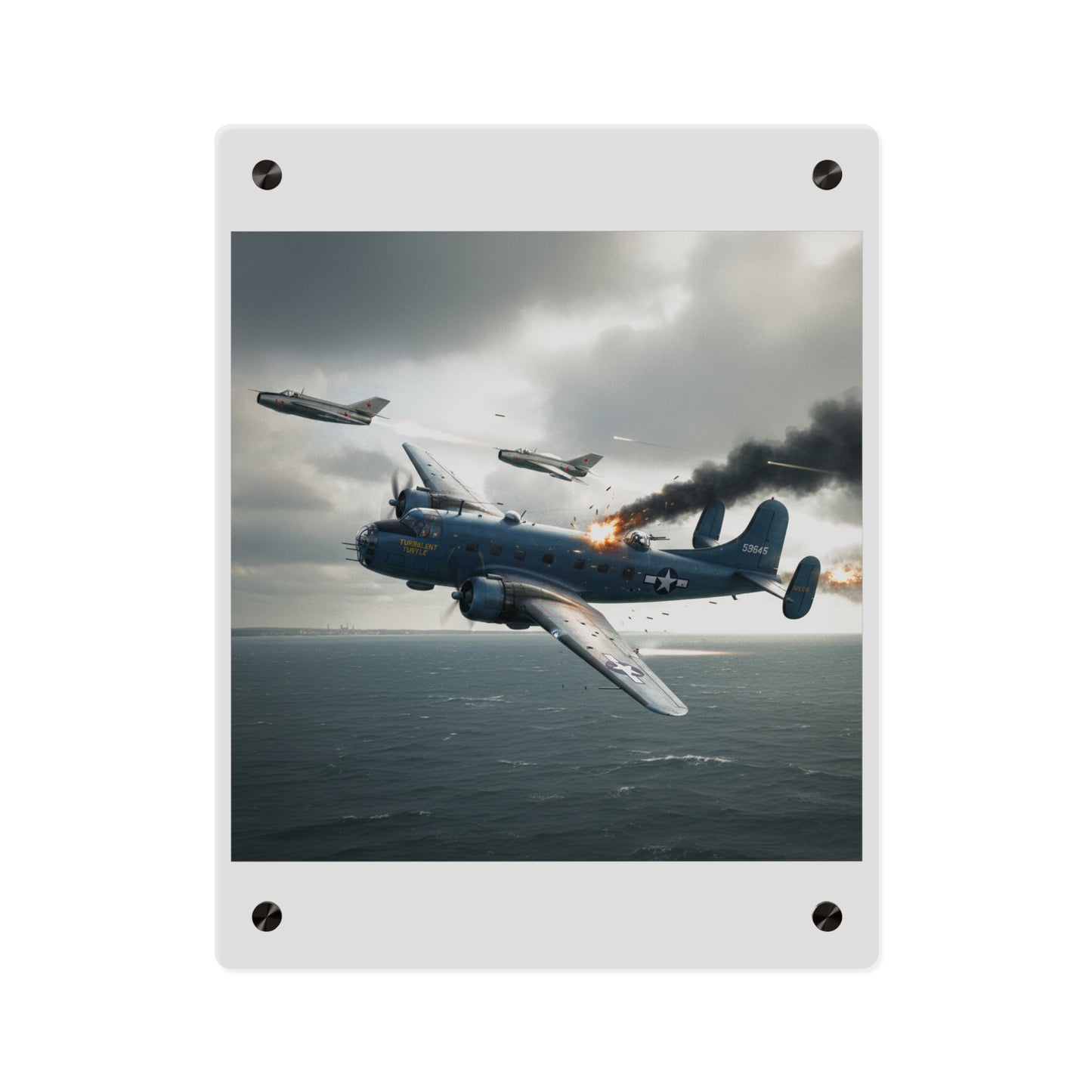 Acrylic Wall Art Panel - April 8, 1950, Baltic Sea - Latvia Soviet fighters shot down a U.S. Navy PB4Y-2 - Liberator - Cold War