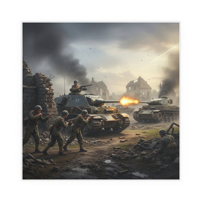 Indoor and Outdoor Silk Posters - Tank Destroyer - M10 Wolverine vs German Panzer Tank