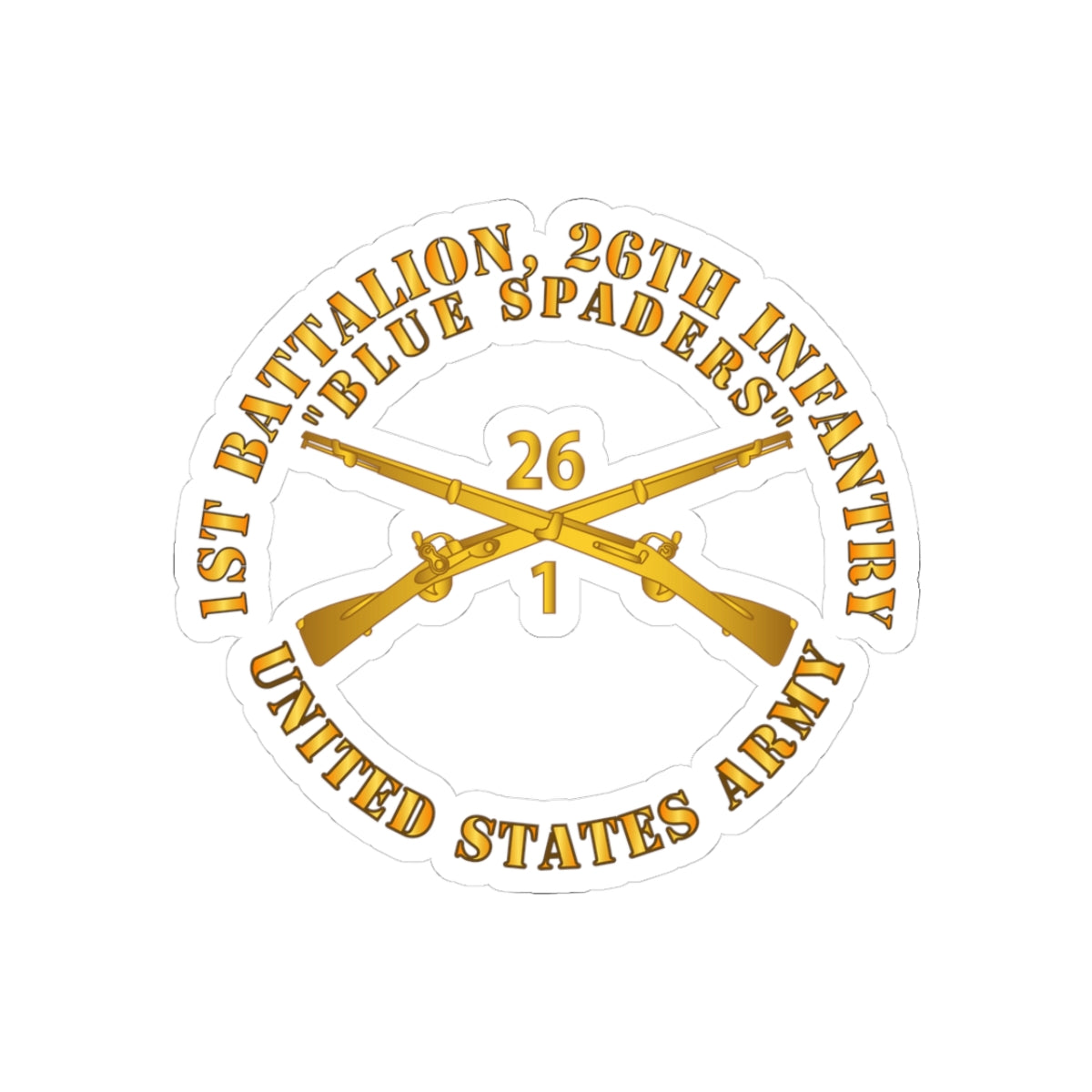 Kiss-Cut Stickers - Army - 1st Bn 26th Infantry Regiment - Blue Spaders w Infantry Br X 300