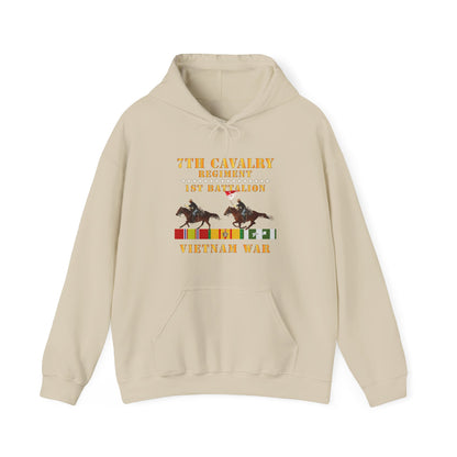 Unisex Heavy Blend™ Hooded Sweatshirt - Army - 1st Battalion,  7th Cavalry Regiment - Vietnam War wt 2 Cav Riders and VN SVC X300