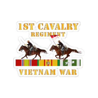 Kiss-Cut Stickers - Army - 1st Cavalry Regiment - Vietnam War wt 2 Cav Riders and VN SVC X300