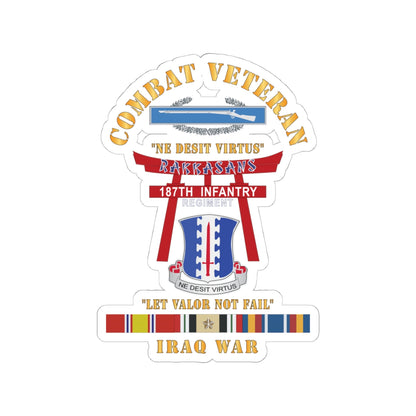 Kiss-Cut Stickers - Army - Combat Veteran - 187th Infantry Regiment - Torii, Rakkasans, Let Valor Not Fail, English, Latin w CIB w IRAQ SVC