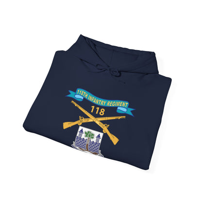 Unisex Heavy Blend™ Hooded Sweatshirt - Army - 118th Infantry Regiment w Ribbon - Br - DUI X 300