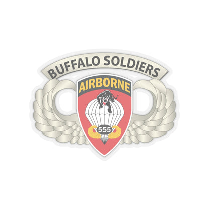 Kiss-Cut Stickers - Army - Airborne Badge - 555th Parachute Infantry Bn - SSI w  Buffalo Soldiers Tab