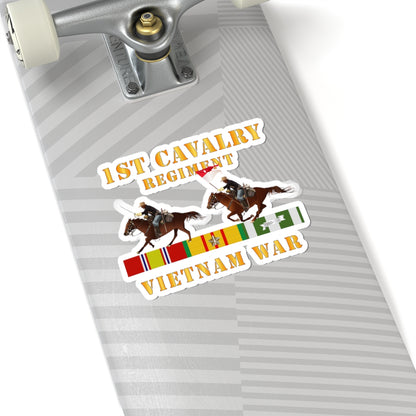 Kiss-Cut Stickers - Army - 1st Cavalry Regiment - Vietnam War wt 2 Cav Riders and VN SVC X300