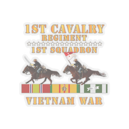 Kiss-Cut Stickers - Army - 1st Squadron, 1st Cavalry Regiment - Vietnam War wt 2 Cav Riders and VN SVC X300