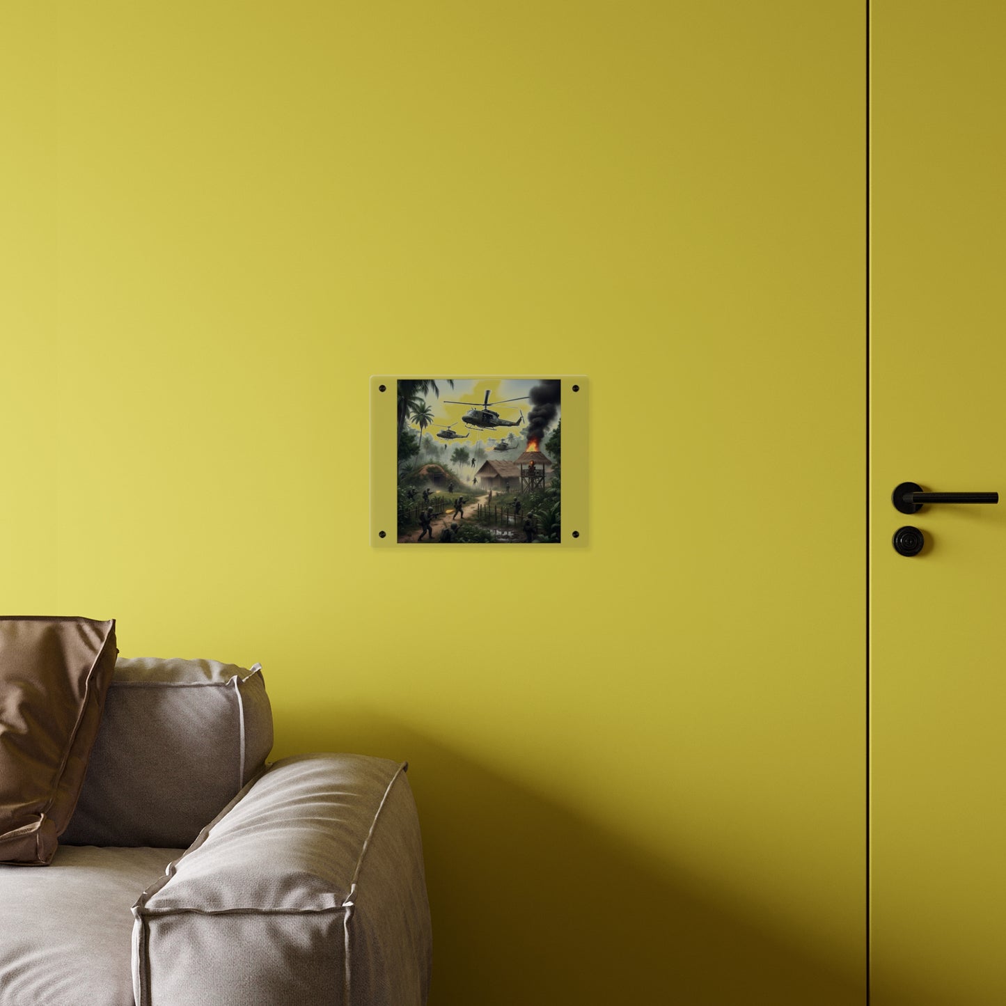 Acrylic Wall Art Panel - Vietnam Village Helicopter Assault