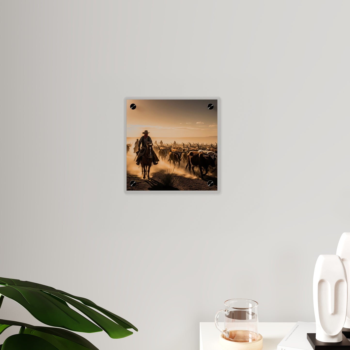 Acrylic Wall Art Panel - Dirty, dusty cattle drive in the Old West