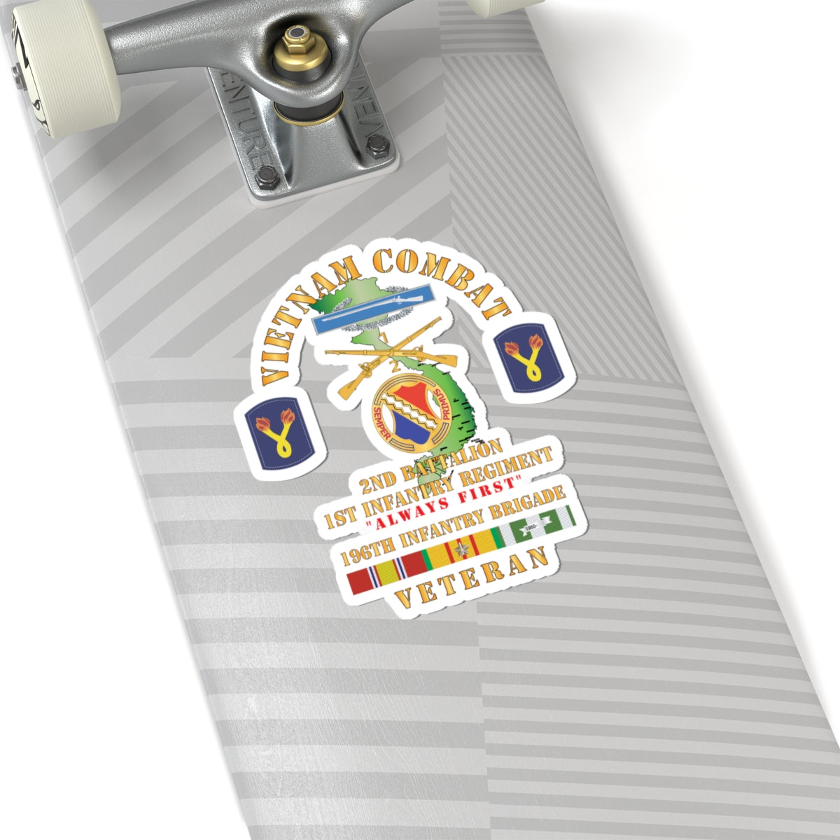 Kiss-Cut Stickers - Army - Vietnam Combat Veteran w 2nd Bn 1st Inf Regt - Always First w DUI - CIB - 196th Inf Bde X 300